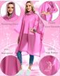 AllExtreme EVA Poncho Raincoat Transparent Hooded Water Resistant Rain Jacket with Sleeves for Women Men (Pink)