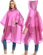 AllExtreme EVA Poncho Raincoat Transparent Hooded Water Resistant Rain Jacket with Sleeves for Women Men (Pink)