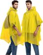 AllExtreme EVA Poncho Raincoat Transparent Hooded Water Resistant Rain Jacket with Sleeves for Women Men (Yellow)