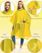 AllExtreme EVA Poncho Raincoat Transparent Hooded Water Resistant Rain Jacket with Sleeves for Women Men (Yellow)