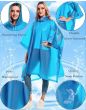 AllExtreme EVA Poncho Raincoat Transparent Hooded Water Resistant Rain Jacket with Sleeves for Women Men (Blue)