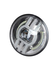 AllExtreme EX7IWH1 7 Inch Full Ring Round LED 75W Headlight with High Low Beam Light Halo Angel Eyes DRL Head Lamp for Jeep Wrangler Off Road Car and Motorcycle (Pack of 1, Chrome)
