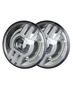 AllExtreme EX7IWH2 7 Inch Full Ring Round LED 75W Headlight with High Low Beam Light Halo Angel Eyes DRL Head Lamp for Jeep Wrangler Off Road Car and Motorcycle (Pack of 2, Chrome)