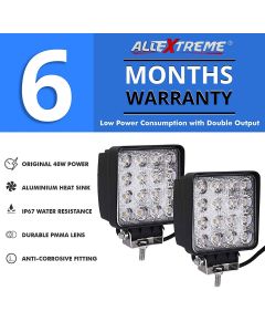 4 Inch LED Light Bar Square Pod Waterproof Flood Driving Light for Car, Off Road Truck, Pickup, Jeep, SUV, ATV and UTV (48W, Pack of 2) 