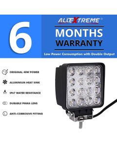 AllExtreme EX4ISF1 4 Inch 16 LED Fog Light Square Pod Waterproof Flood Driving Light for Car, Off Road Truck, Pickup, Jeep, SUV, ATV and UTV (48W, White, 1 PC)