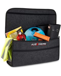 Allextreme Trunk Organizer Backseat Large Anti-slip Multi-compartment Storage Utility Tool Space Saver Trash Bag for Cars, SUVs & Trucks, Dark Grey (EX-IT-03)