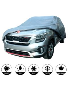 AllExtreme K7001 Car Body Cover for Kia Seltos Custom Fit Dust UV Heat Resistant for Indoor Outdoor SUV Protection (Grey without Mirror)