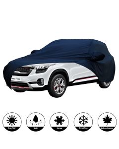 AllExtreme K7008 Car Body Cover for Kia Seltos Custom Fit Dust UV Heat Resistant for Indoor Outdoor Protection (Navy Blue with mirror)