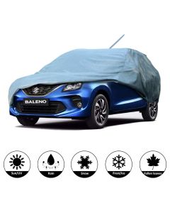 AllExtreme BN7001 Car Body Cover for Maruti Suzuki Baleno Custom Fit Dust UV Heat Resistant for Indoor Outdoor Protection (Grey Without Mirror)