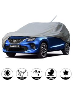 AllExtreme BN7002 Car Body Cover for Maruti Suzuki Baleno Custom Fit Dust UV Heat Resistant for Indoor Outdoor Protection (Silver Without Mirror)