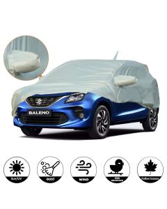 AllExtreme BN7003 Car Body Cover for Maruti Suzuki Baleno Custom Fit Dust UV Heat Resistant for Indoor Outdoor Protection (Silver with Mirror)