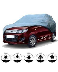 AllExtreme W7001 Car Body Cover for Maruti Suzuki Wagon R Custom Fit Dust UV Heat Resistant for Indoor Outdoor SUV Protection (Grey Without Mirror)