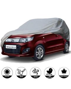 AllExtreme W7002 Car Body Cover for Maruti Suzuki Wagon R Custom Fit Dust UV Heat Resistant for Indoor Outdoor Protection (Silver Without Mirror)
