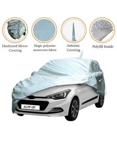 Allextreme I7007 Car Body Cover Compatible with Hyundai Elite i20 Custom Fit Dustproof UV Heat Resistant Indoor Outdoor Body Protection (Reflective Silver with Mirror)