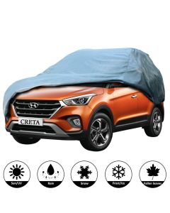 AllExtreme HC7001 Car Body Cover for Hyundai Creta Custom Fit Dust UV Heat Resistant for Indoor Outdoor SUV Protection (Grey Without Mirror)