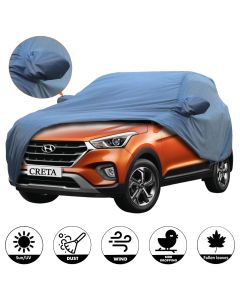 AllExtreme HC7006 Car Body Cover for Hyundai Creta Custom Fit Dust UV Heat Resistant for Indoor Outdoor SUV Protection (Blue with Mirror)