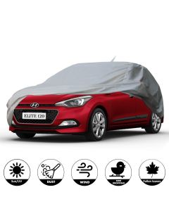 Allextreme I7002 Car Body Cover Compatible with Hyundai Elite i20 Custom Fit Dustproof UV Heat Resistant Indoor Outdoor Body Protection (Silver Without Mirror)