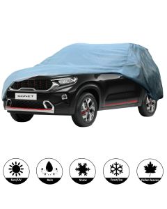 Allextreme KS7001 Car Body Cover Compatible with Kia Sonet Custom Fit Dustproof UV Heat Resistant Indoor Outdoor Body Protection (Grey Without Mirror)