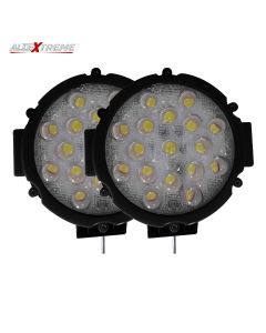 AllExtreme EX7M1B2 7 Inch Round Led Fog Light Universal 17 LED Off Road Driving Roof Lamp for Jeep Bikes and Cars (51W, White Light, 2 PCS)