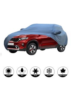 Allextreme KS7006 Car Body Cover Compatible with Kia Sonet Custom Fit Dustproof UV Heat Resistant Indoor Outdoor Body Protection (Blue with Mirror)