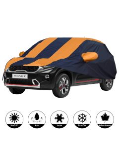 Allextreme KS7011 Car Body Cover Compatible with Kia Sonet Custom Fit Dustproof UV Heat Resistant Indoor Outdoor Body Protection (Navy Blue & Orange)