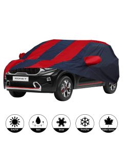 Allextreme KS7012 Car Body Cover Compatible with Kia Sonet Custom Fit Dustproof UV Heat Resistant Indoor Outdoor Body Protection (Navy Blue & Red)
