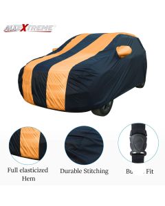 Allextreme MWB5003 Car Body Cover Compatible with Maruti Suzuki Wagon R 19-21 Custom Fit Dustproof UV Heat Resistant Indoor Outdoor Body Protection (Navy Blue & Orange with Mirror)
