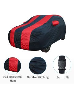 Allextreme MWB5004 Car Body Cover Compatible with Maruti Suzuki Wagon R 19-21 Custom Fit Dustproof UV Heat Resistant Indoor Outdoor Body Protection (Navy Blue & Red with Mirror)