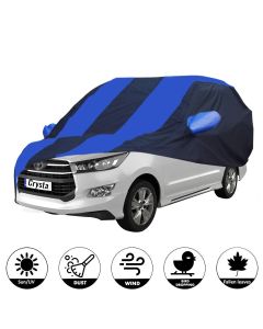 Allextreme TCB5002 Car Body Cover Compatible with Toyota Innova Crysta Custom Fit Dustproof UV Heat Resistant Indoor Outdoor Body Protection (Navy Blue & Blue with Mirror)