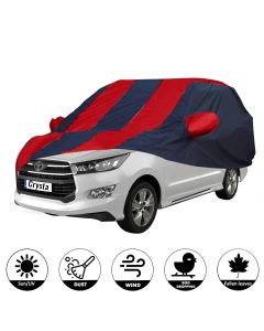 Allextreme TCB5004 Car Body Cover Compatible with Toyota Innova Crysta Custom Fit Dustproof UV Heat Resistant Indoor Outdoor Body Protection (Navy Blue & Red with Mirror)