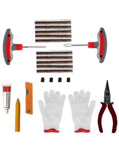 AllExtreme EX-5001 9 in 1 Universal Tubeless Tire Puncture Repair Kit Emergency Flat Tyre Puncher Patch Tool Box with T Handle Grips, Nose Pliers, Gloves and Cutter