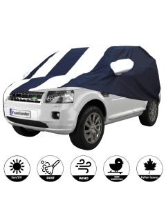 Allextreme LLB5005 Car Body Cover Compatible with Land Rover Free Lander-2 Custom Fit Dustproof UV Heat Resistant Indoor Outdoor Body Protection (Navy Blue & White with Mirror)