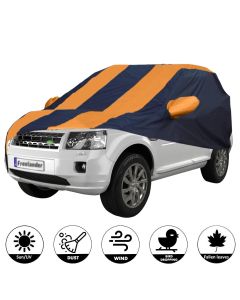 Allextreme LLB5003 Car Body Cover Compatible with Land Rover Free Lander-2 Custom Fit Dustproof UV Heat Resistant Indoor Outdoor Body Protection (Navy Blue & Orange with Mirror)