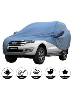 Allextreme FEB5001 Car Body Cover Compatible with Ford Endeavour Custom Fit Dustproof UV Heat Resistant Indoor Outdoor Body Protection (Blue with Mirror)