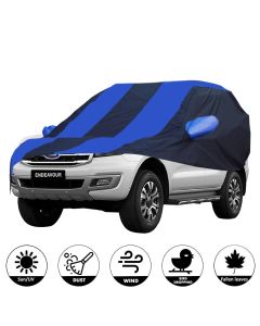 Allextreme FEB5002 Car Body Cover Compatible with Ford Endeavour Custom Fit Dustproof UV Heat Resistant Indoor Outdoor Body Protection (Navy Blue & Blue with Mirror)