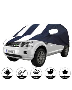 Allextreme LRB5005 Car Body Cover Compatible with Land Rover Custom Fit Dustproof UV Heat Resistant Indoor Outdoor Body Protection (Navy Blue & White with Mirror)