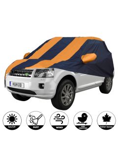 Allextreme LRB5003 Car Body Cover Compatible with Land Rover Custom Fit Dustproof UV Heat Resistant Indoor Outdoor Body Protection (Navy Blue & Orange with Mirror)