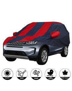 Allextreme LDB5004 Car Body Cover Compatible with Land Rover Discovery Custom Fit Dustproof UV Heat Resistant Indoor Outdoor Body Protection (Navy Blue & Red with Mirror)