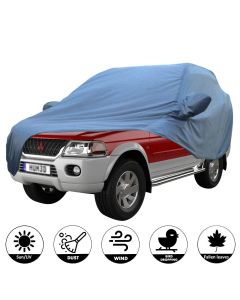 Allextreme MPB5001 Car Body Cover Compatible with Mitsubishi New Pajero Custom Fit Dustproof UV Heat Resistant Indoor Outdoor Body Protection (Blue with Mirror)