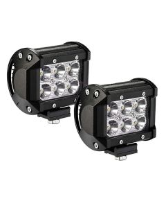 AllExtreme EX6FW2P 6 LED Fog Light Bar Waterproof Spot Beam Driving Cube Worklight with Mounting Bracket for Motorcycles and Cars (18W, White Light, 2 PCS)