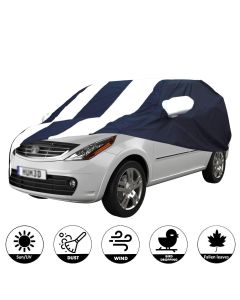 Allextreme TAB5005 Car Body Cover Compatible with Tata Aria Custom Fit Dustproof UV Heat Resistant Indoor Outdoor Body Protection (Navy Blue & White with Mirror)