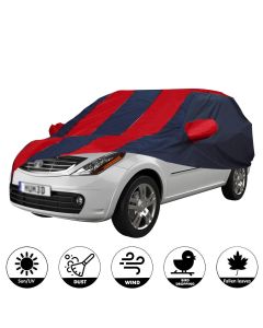 Allextreme TAB5004 Car Body Cover Compatible with Tata Aria Custom Fit Dustproof UV Heat Resistant Indoor Outdoor Body Protection (Navy Blue & Red with Mirror)