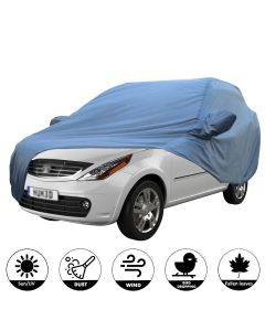 Allextreme TAB5001 Car Body Cover Compatible with Tata Aria Custom Fit Dustproof UV Heat Resistant Indoor Outdoor Body Protection (Blue with Mirror)