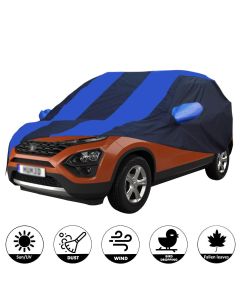 Allextreme TBH5002 Car Body Cover Compatible with Tata Harrier Custom Fit Dustproof UV Heat Resistant Indoor Outdoor Body Protection (Navy Blue & Blue with Mirror)