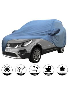 Allextreme THB5001 Car Body Cover Compatible with Tata Hexa Custom Fit Dustproof UV Heat Resistant Indoor Outdoor Body Protection (Blue with Mirror)