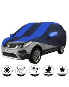 Allextreme THB5002 Car Body Cover Compatible with Tata Hexa Custom Fit Dustproof UV Heat Resistant Indoor Outdoor Body Protection (Navy Blue & Blue with Mirror)