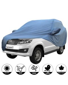 Allextreme TFB5001 Car Body Cover Compatible with Toyota Fortuner Custom Fit Dustproof UV Heat Resistant Indoor Outdoor Body Protection (Blue with Mirror)