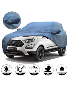 AllExtreme FE7006 Car Body Cover for Ford EcoSport Custom Fit Dust UV Heat Resistant for Indoor Outdoor SUV Protection (Blue with Mirror)