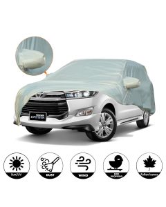 Allextreme TC7003 Car Body Cover Compatible with Toyota Innova Crysta Custom Fit Dustproof UV Heat Resistant Indoor Outdoor Body Protection (Silver with Mirror)