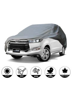 AllExtreme TC7004 Car Body Cover for Toyota Innova Crysta Custom Fit Dust UV Heat Resistant for Indoor Outdoor SUV Protection (Grey with Mirror)